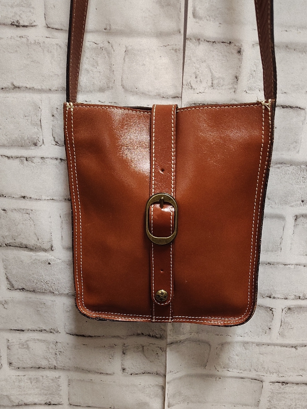 Patricia Nash Cognac Leather Messenger Crossbody